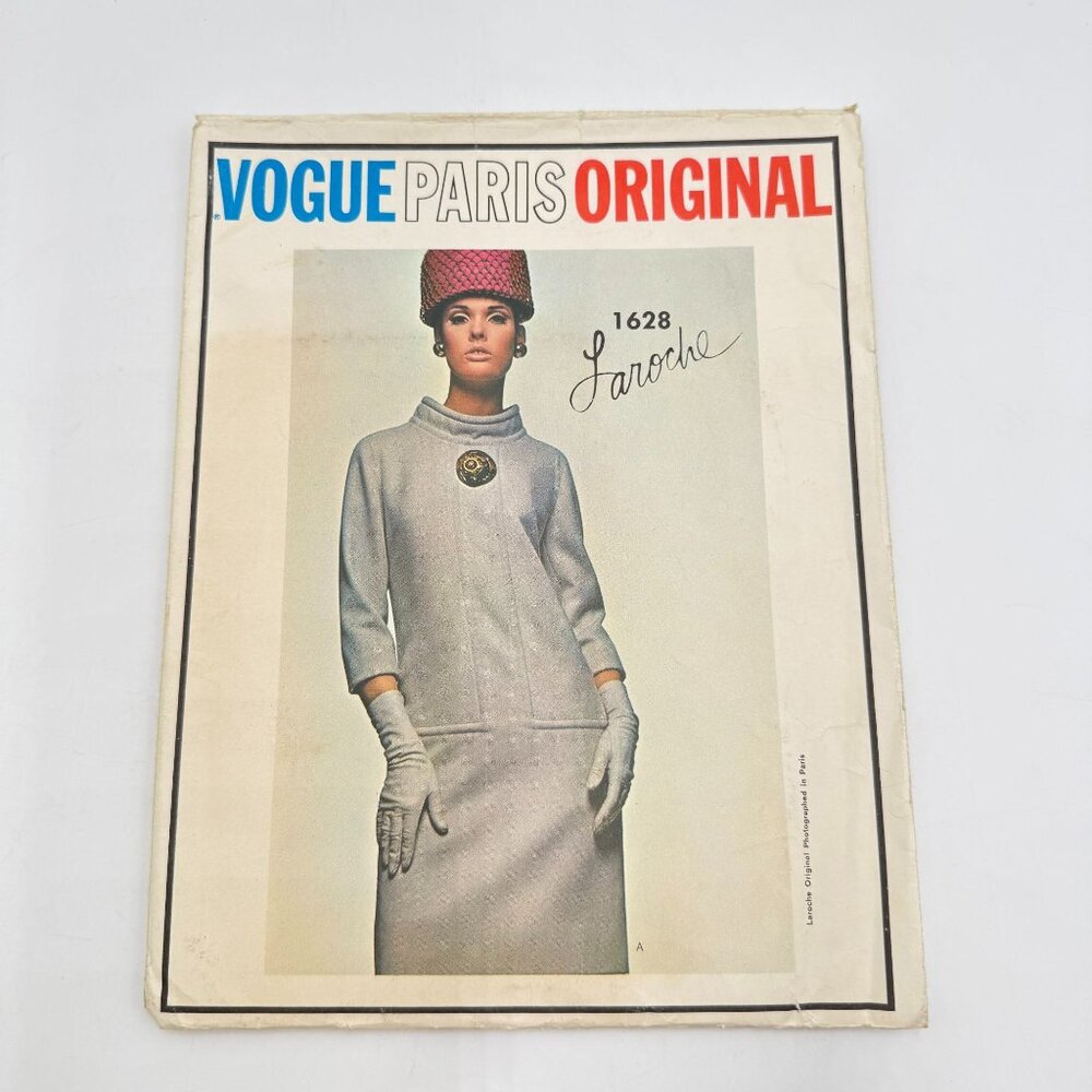VOGUE PARIS Original 1960s LAROCHE Mod SHIFT Dress Sewing Pattern 1628 Size 14